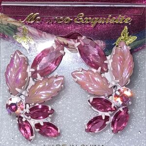 Pink Crystal Clip Earrings